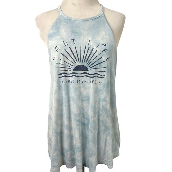 Salt Life Tops - Salt Life Womens Medium Blue Tie Dye Graphic Tank Top Beach Coastal Surf